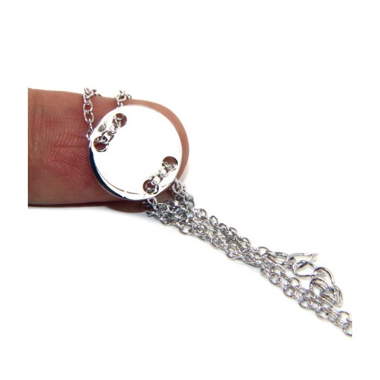 RMB|Bracciale uomo donna Argento 925 con bottone centrale rodiato 17,00 - 20,00 cm