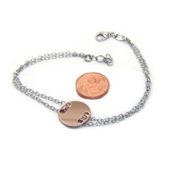RMB|647/5000 Bracelet man woman 925 Sterling Silver with central button rose gold plate 17,00 - 20.00 cm