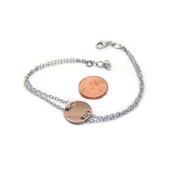 RMB|647/5000 Bracelet man woman 925 Sterling Silver with central button rose gold plate 17,00 - 20.00 cm