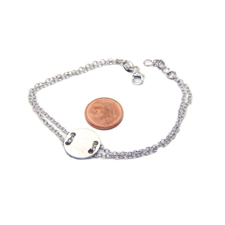 RMB|647/5000 Bracelet man woman 925 Sterling Silver with central button white gold plate 17,00 - 20.00 cm