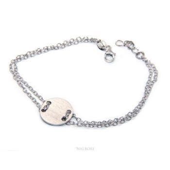 RMB|647/5000 Bracelet man woman 925 Sterling Silver with central button white gold plate 17,00 - 20.00 cm