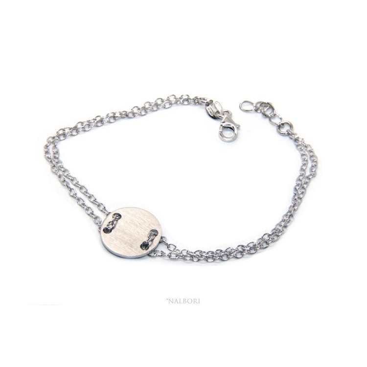 RMB|647/5000 Bracelet man woman 925 Sterling Silver with central button white gold plate 17,00 - 20.00 cm