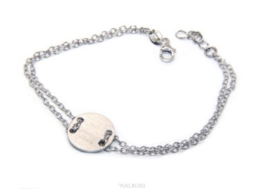 RMB|647/5000 Bracelet man woman 925 Sterling Silver with central button white gold plate 17,00 - 20.00 cm