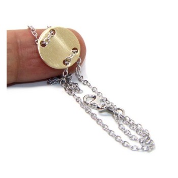 RMB|Bracciale uomo donna Argento 925 con bottone centrale bagno oro giallo satinato  17,00 - 20,00 cm