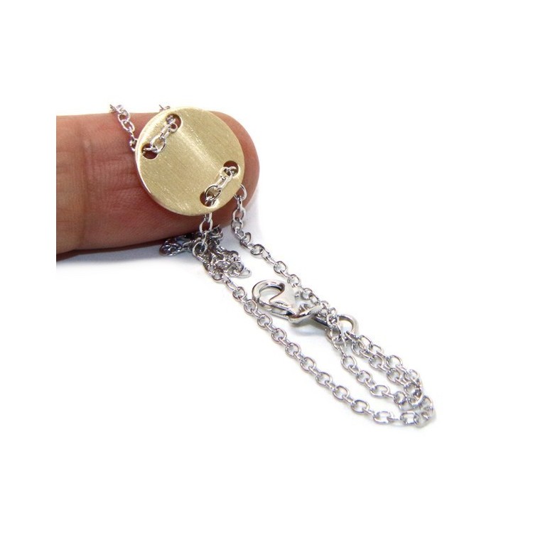 RMB|Bracciale uomo donna Argento 925 con bottone centrale bagno oro giallo satinato  17,00 - 20,00 cm