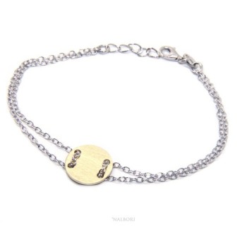 RMB|647/5000 Bracelet man woman 925 Sterling Silver with central button yellow gold plate 17,00 - 20.00 cm