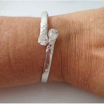 RMB|SILVER 925: Woman slave bracelet open contrarie 'white zircon drop 2 griffe