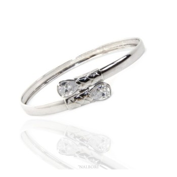 RMB|SILVER 925: Woman slave bracelet open contrarie 'white zircon drop 2 griffe