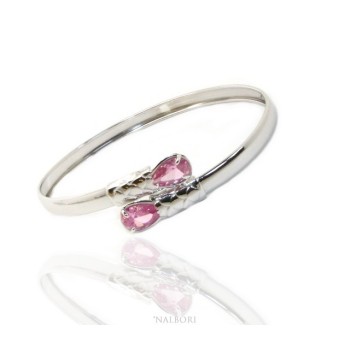 RMB|ARGENTO 925 : Bracciale donna schiava aperto contrarie' zircone bianco goccia 2 griffe