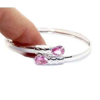 RMB|SILVER 925: Woman slave bracelet open contrarie 'white zircon drop 2 griffe