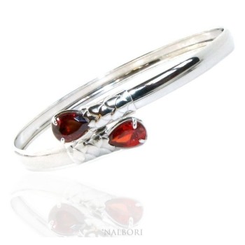 RMB|ARGENTO 925 : Bracciale donna schiava aperto contrarie' zircone rosa goccia 2 griffe