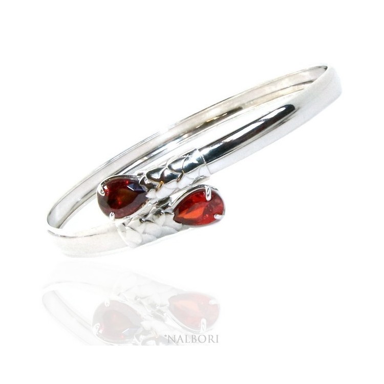 RMB|SILVER 925: Woman slave bracelet open contrarie rose zircon drop 2 griffe