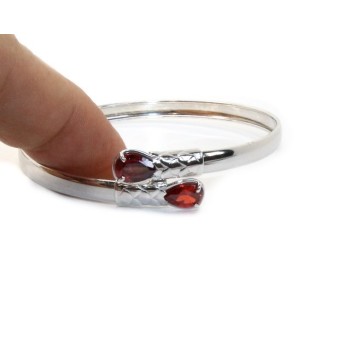 RMB|ARGENTO 925 : Bracciale donna schiava aperto contrarie' zircone rosa goccia 2 griffe