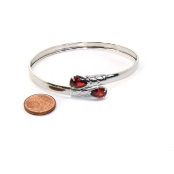 RMB|ARGENTO 925 : Bracciale donna schiava aperto contrarie' zircone rosa goccia 2 griffe