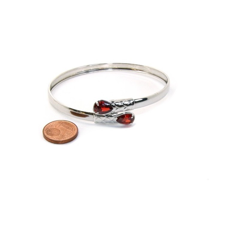 RMB|SILVER 925: Woman slave bracelet open contrarie rose zircon drop 2 griffe