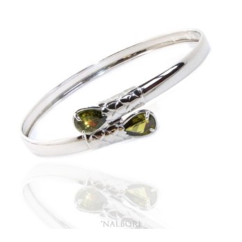 RMB|ARGENTO 925 : Bracciale donna schiava aperto contrarie' zircone rosso  goccia 2 griffe