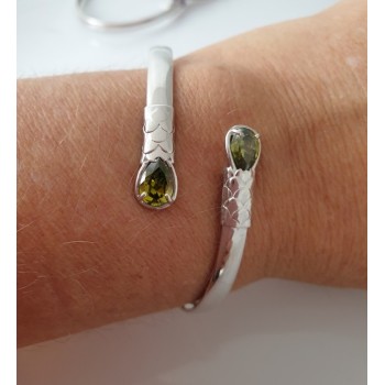 RMB|SILVER 925: Woman slave bracelet open contrarie green zircon drop 2 griffe