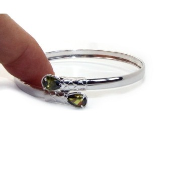 RMB|SILVER 925: Woman slave bracelet open contrarie red zircon drop 2 griffe