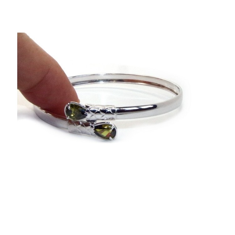 RMB|ARGENTO 925 : Bracciale donna schiava aperto contrarie' zircone rosso  goccia 2 griffe