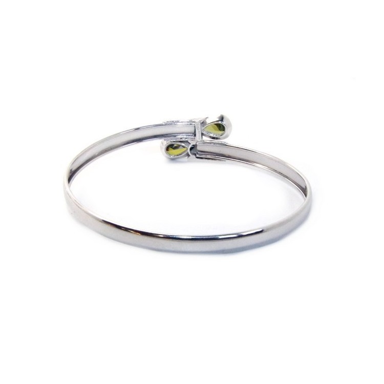 RMB|ARGENTO 925 : Bracciale donna schiava aperto contrarie' zircone rosso  goccia 2 griffe