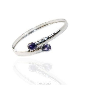 RMB|SILVER 925: Woman slave bracelet open contrarie green zircon drop 2 griffe