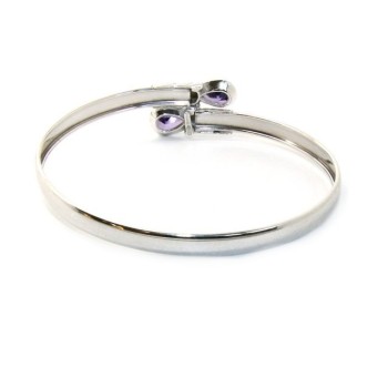 RMB|ARGENTO 925 : Bracciale donna schiava aperto contrarie' zircone verde  goccia 2 griffe