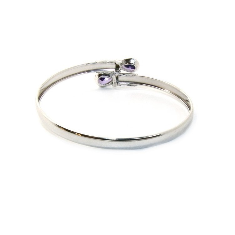 RMB|ARGENTO 925 : Bracciale donna schiava aperto contrarie' zircone verde  goccia 2 griffe