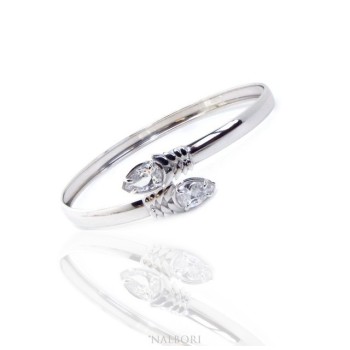 RMB|SILVER 925: Woman slave bracelet open contrarie 'white zircon drop 4 griffe