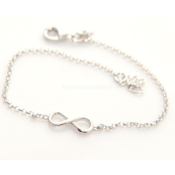 RMB|Argento 925 : bracciale rolo' uomo o donna con 1 simbolo dell'infinito da 16,00 a 20,50 cm
