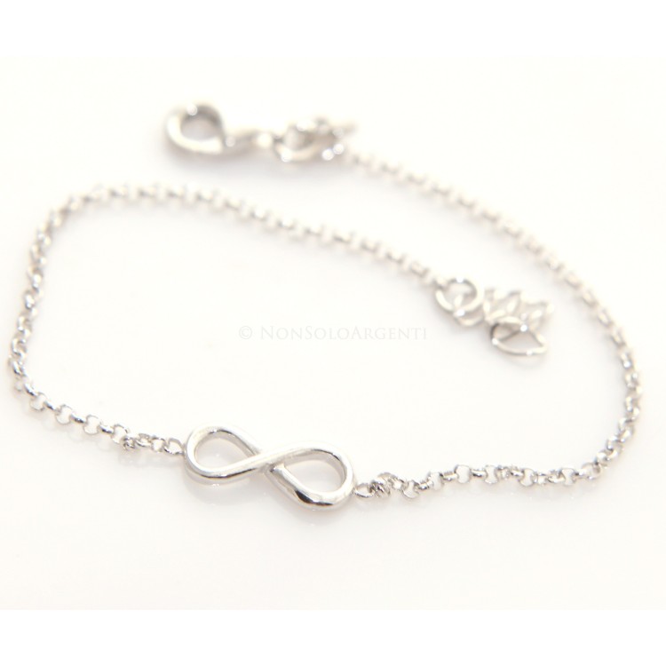 RMB|Argento 925 : bracciale rolo' uomo o donna con 1 simbolo dell'infinito da 16,00 a 20,50 cm