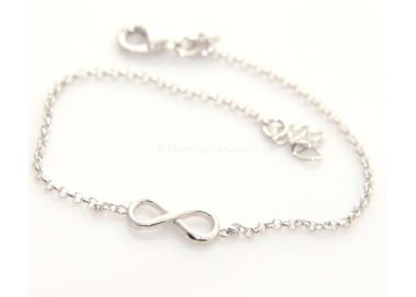 RMB|Argento 925 : bracciale rolo' uomo o donna con 1 simbolo dell'infinito da 16,00 a 20,50 cm