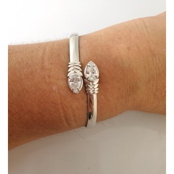 RMB|SILVER 925: Woman slave bracelet open contrarie 'white zircon drop 4 griffe