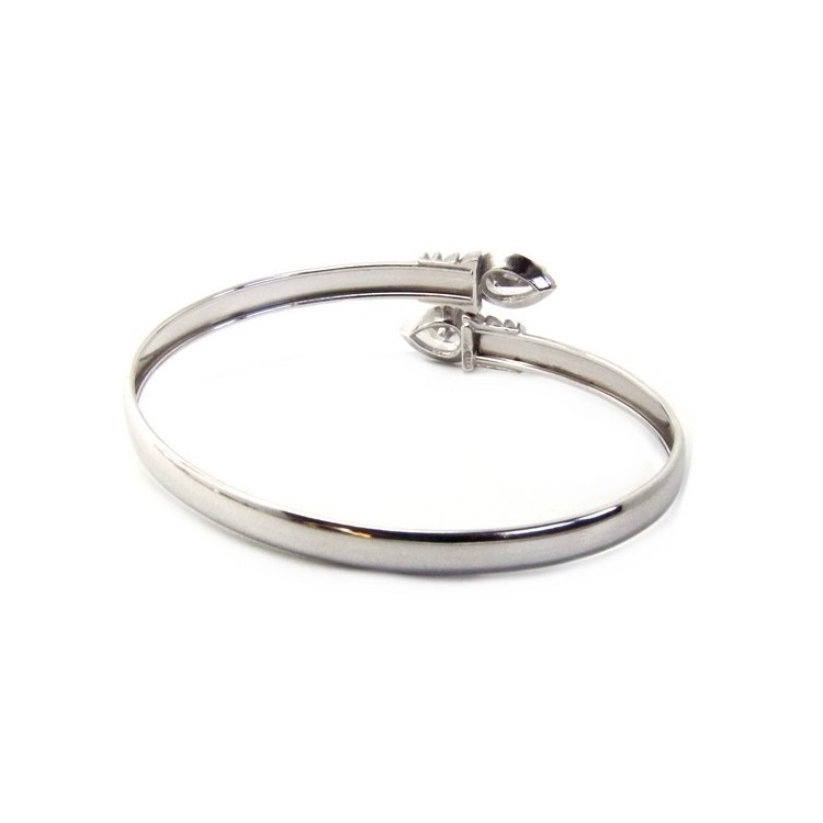 RMB|ARGENTO 925 : Bracciale donna schiava aperto contrarie' zircone bianco goccia 4 griffe