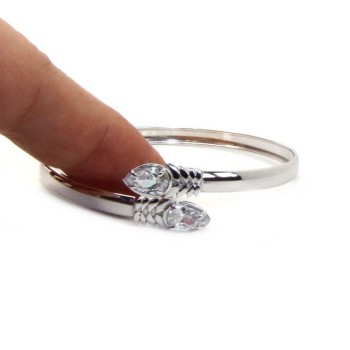 RMB|SILVER 925: Woman slave bracelet open contrarie 'white zircon drop 4 griffe