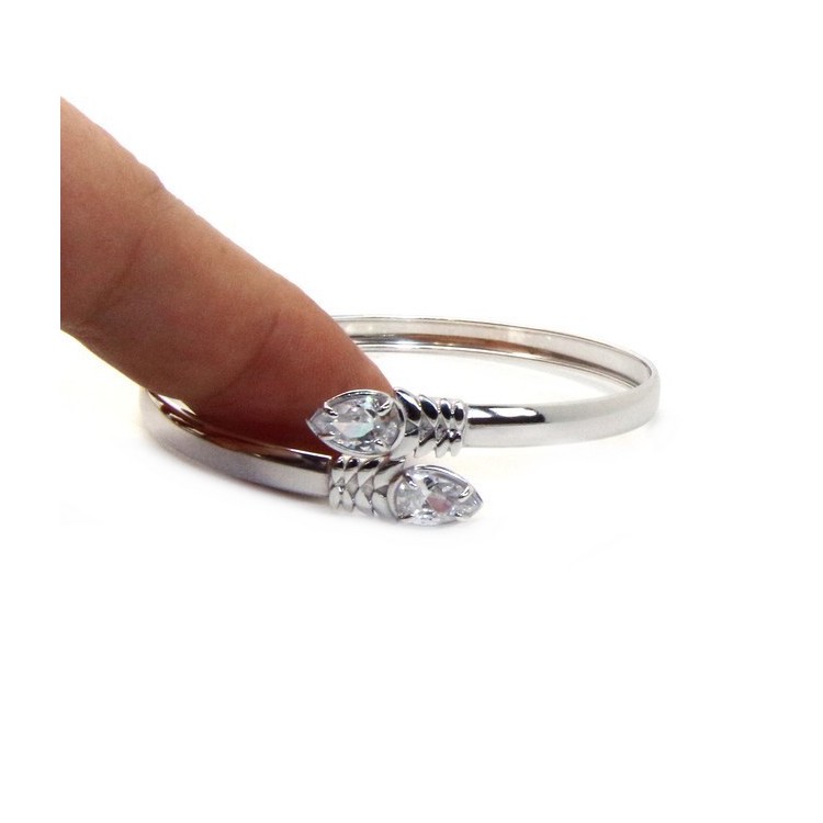 RMB|SILVER 925: Woman slave bracelet open contrarie 'white zircon drop 4 griffe