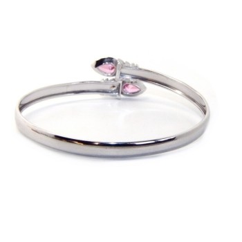 RMB|SILVER 925: Woman slave bracelet open contrarie rose zircon drop 4 griffe