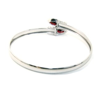 RMB|SILVER 925: Woman slave bracelet open contrarie rose zircon drop 4 griffe