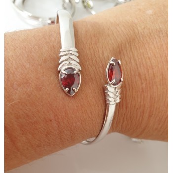 RMB|RomaBijoux |  ARGENTO 925 : Bracciale donna schiava aperto contrarie' zircone rosso goccia 4 griffe