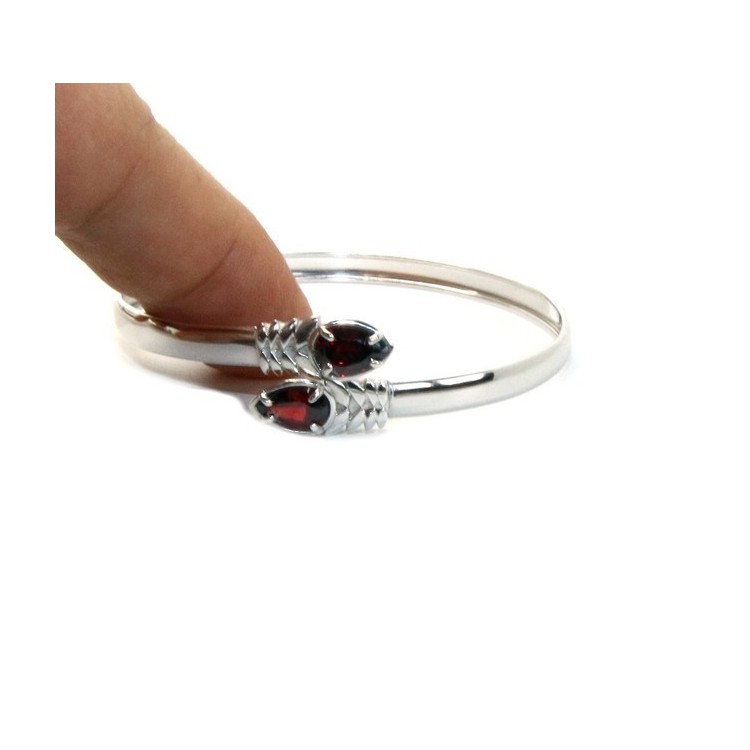 RMB|SILVER 925: Woman slave bracelet open contrarie rose zircon drop 4 griffe