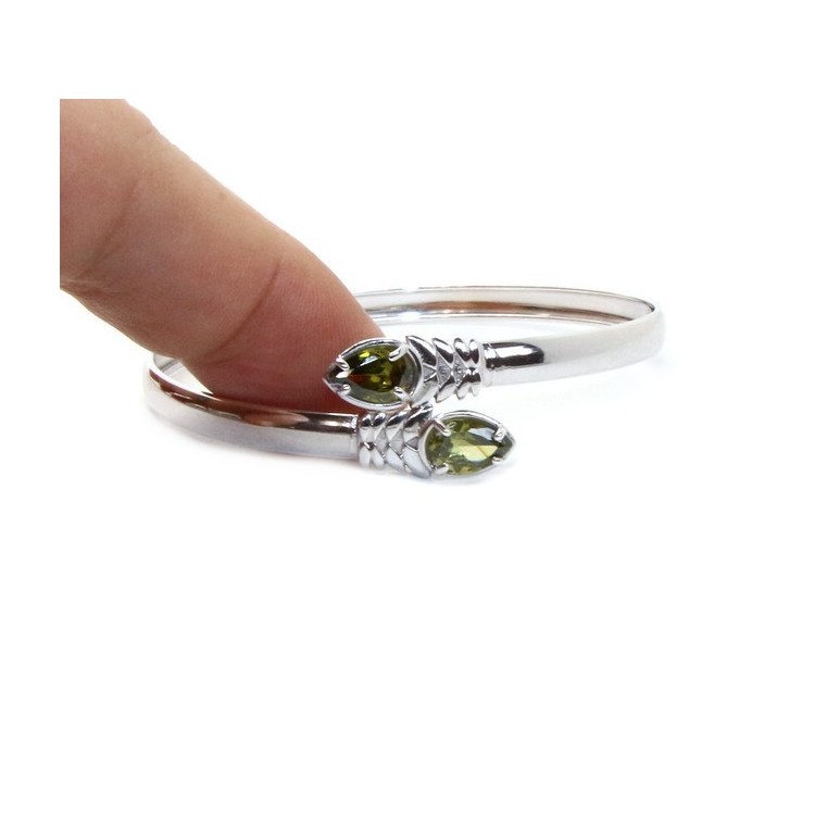 RMB|ARGENTO 925 : Bracciale donna schiava aperto contrarie' zircone rosso goccia 4 griffe