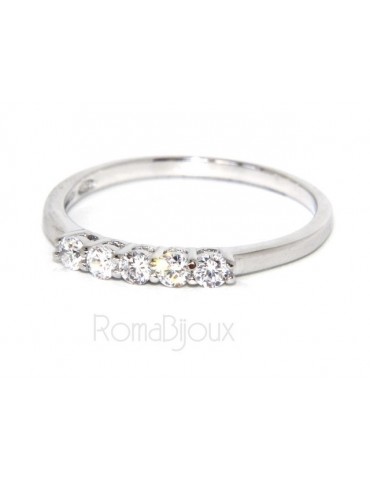 925 Rhodium: Riviera Women's ring with 5 zirconia white 2.0 mm