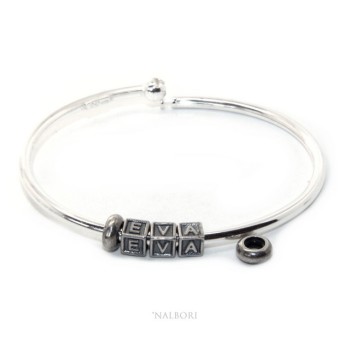 RMB|SILVER 925: Man's Christening Charme patented Oval Closure - Modular Sweatshirts - with 2 STOP and  3 letters ISA