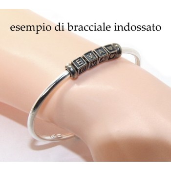 RMB|ARGENTO 925 : Bracciale donna uomo CHARME chiusura brevettata ovale - Nalbori componibili - con 2 STOP 4 lettere INES