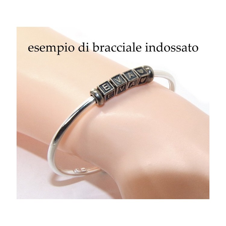 RMB|ARGENTO 925 : Bracciale donna uomo CHARME chiusura brevettata ovale - Nalbori componibili - con 2 STOP 5 lettere BETTA