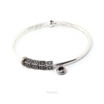 RMB|ARGENTO 925 : Bracciale donna uomo CHARME chiusura brevettata ovale - Nalbori componibili - con 2 STOP 4 lettere SUSY