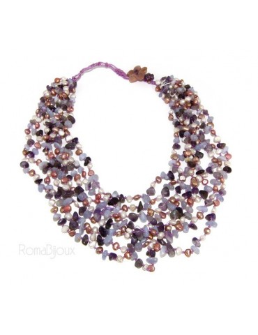 Necklace by Donna Collier Cleopatra 8 wires amethyst chalcedony and natural pearls
