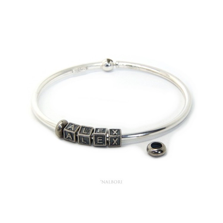 RMB|SILVER 925: Man's Christening Charme patented Oval Closure - Modular Sweatshirts - with 2 STOP and 4 letters SUSY