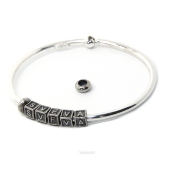 RMB|SILVER 925: Man's Christening Charme patented Oval Closure - Modular Sweatshirts - with 2 STOP and 5 letters ANITAA