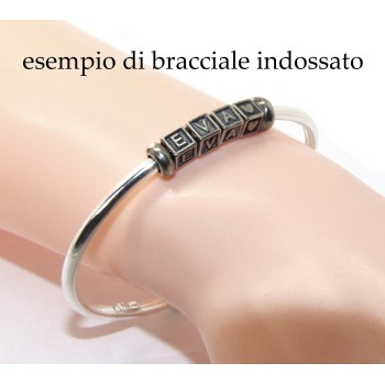 RMB|ARGENTO 925 : Bracciale donna uomo CHARME chiusura brevettata ovale - Nalbori componibili - con 2 STOP 5 lettere NANCY