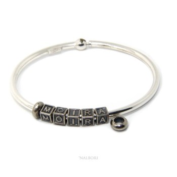 RMB|ARGENTO 925 : Bracciale donna uomo CHARME chiusura brevettata ovale - Nalbori componibili - con 2 STOP 5 lettere MARIA